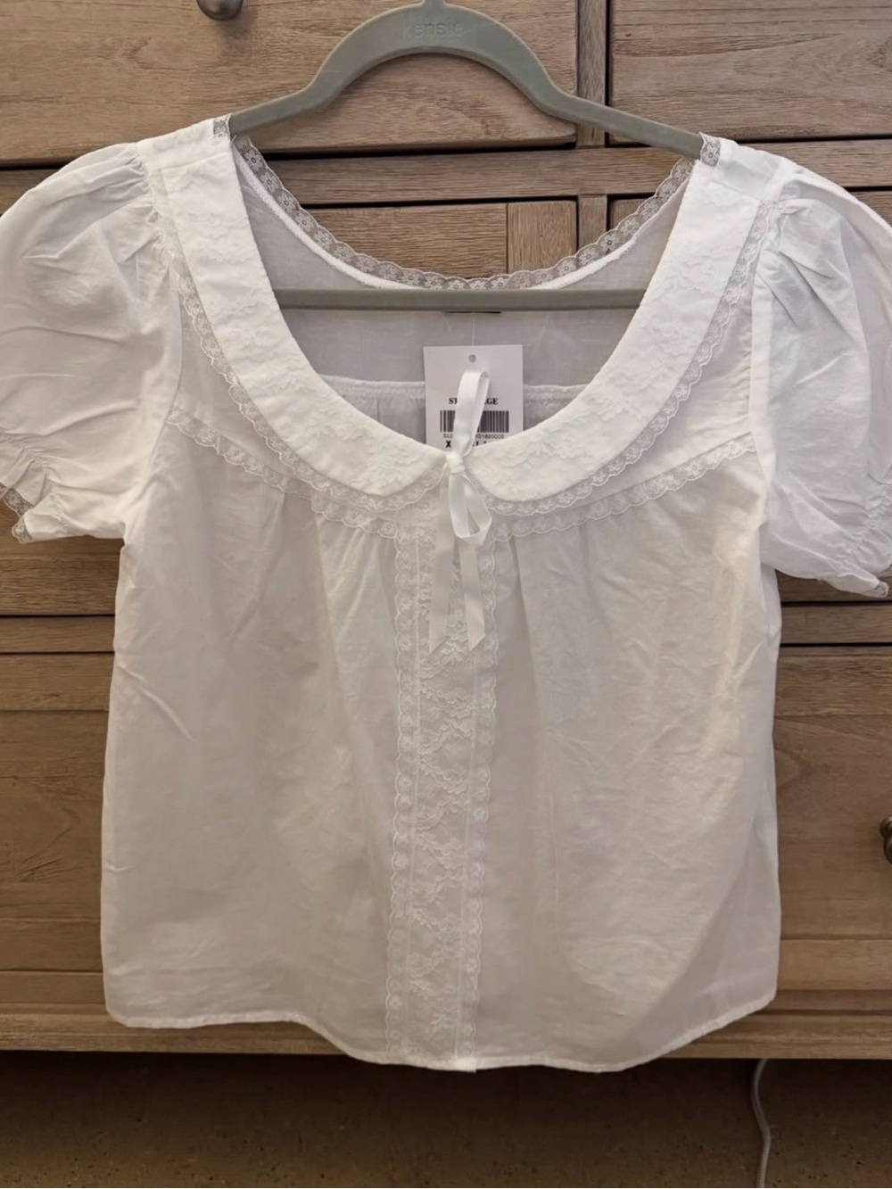 George White Lace-Trim Peter Pan Collar Blouse